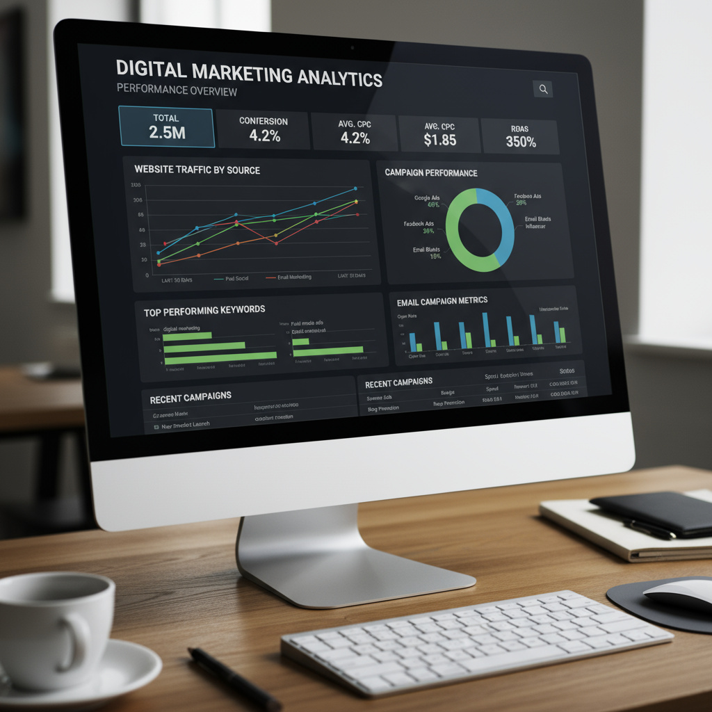 Digitales Marketing Dashboard mit Metriken
