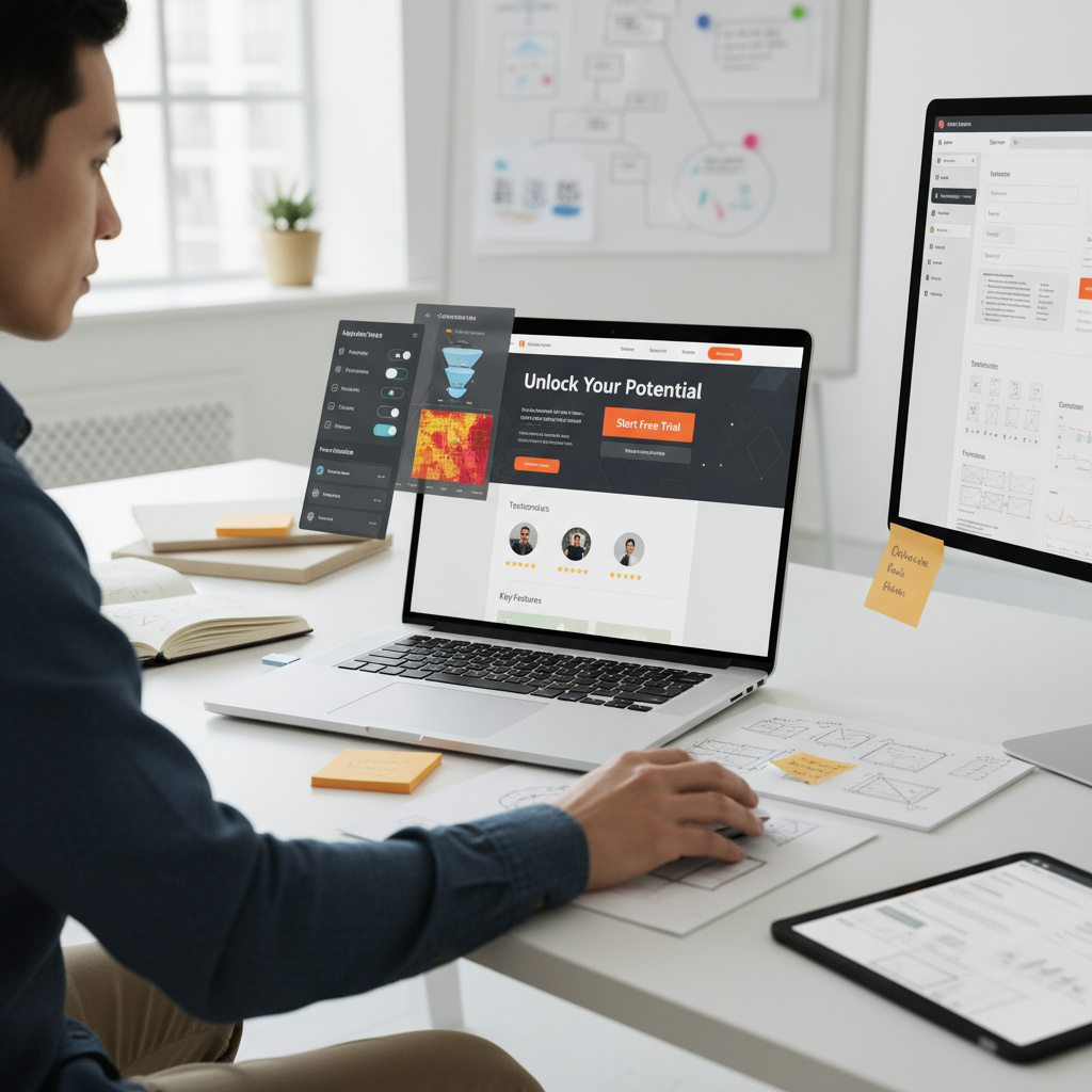 Landing Page Optimierung am Laptop